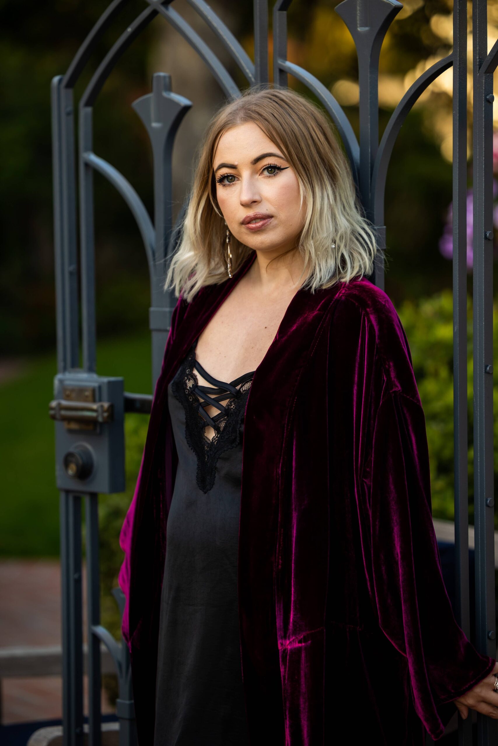 Plumberry Silk Velvet Koi Kimono L/XL
