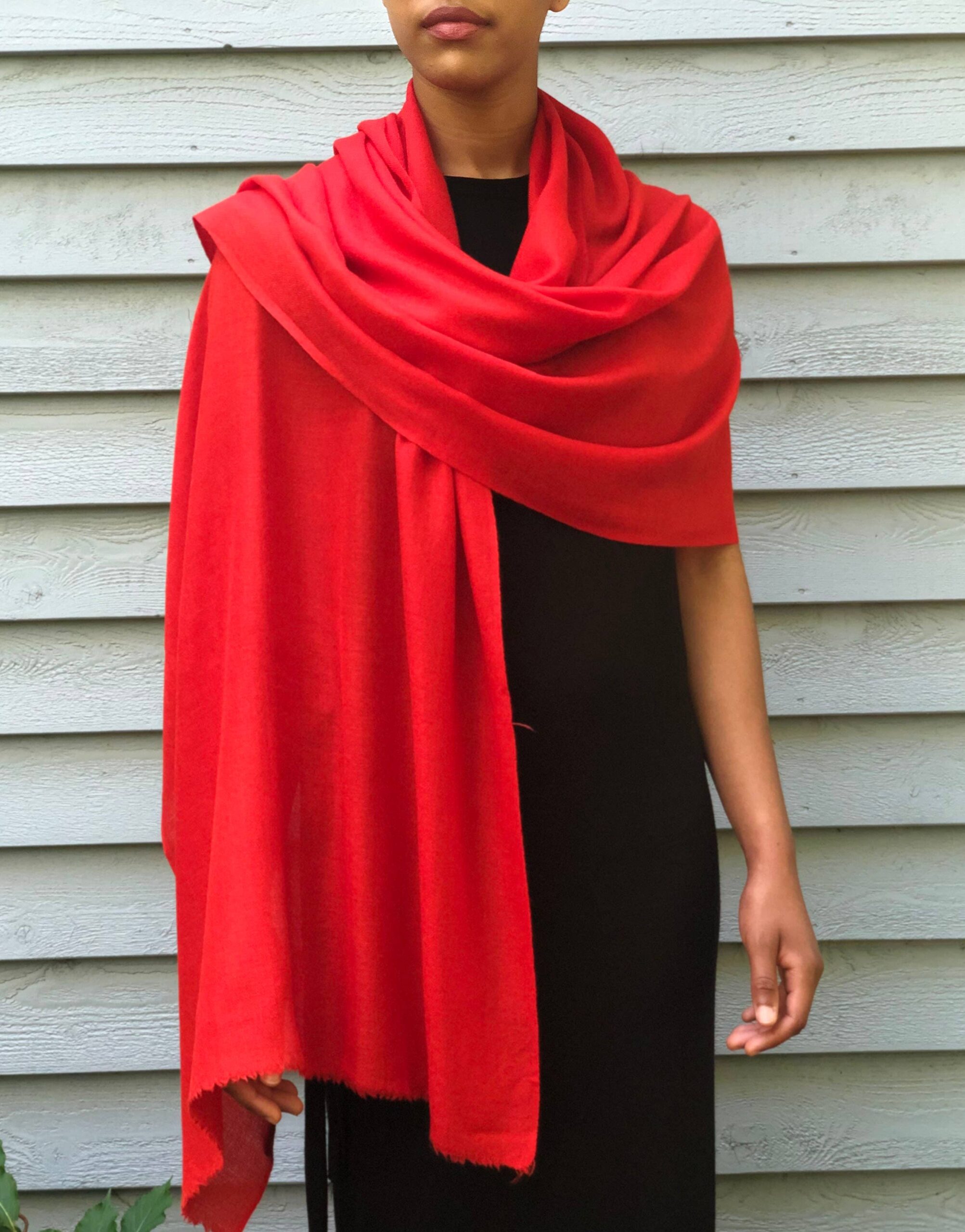 Red Cashmere Lightweight Solid Scarf
