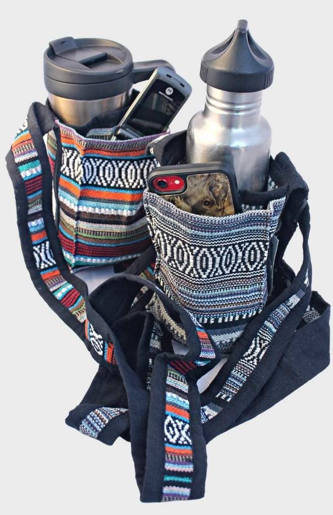 Cotton Waterbottle Holder w/Phone Pocket