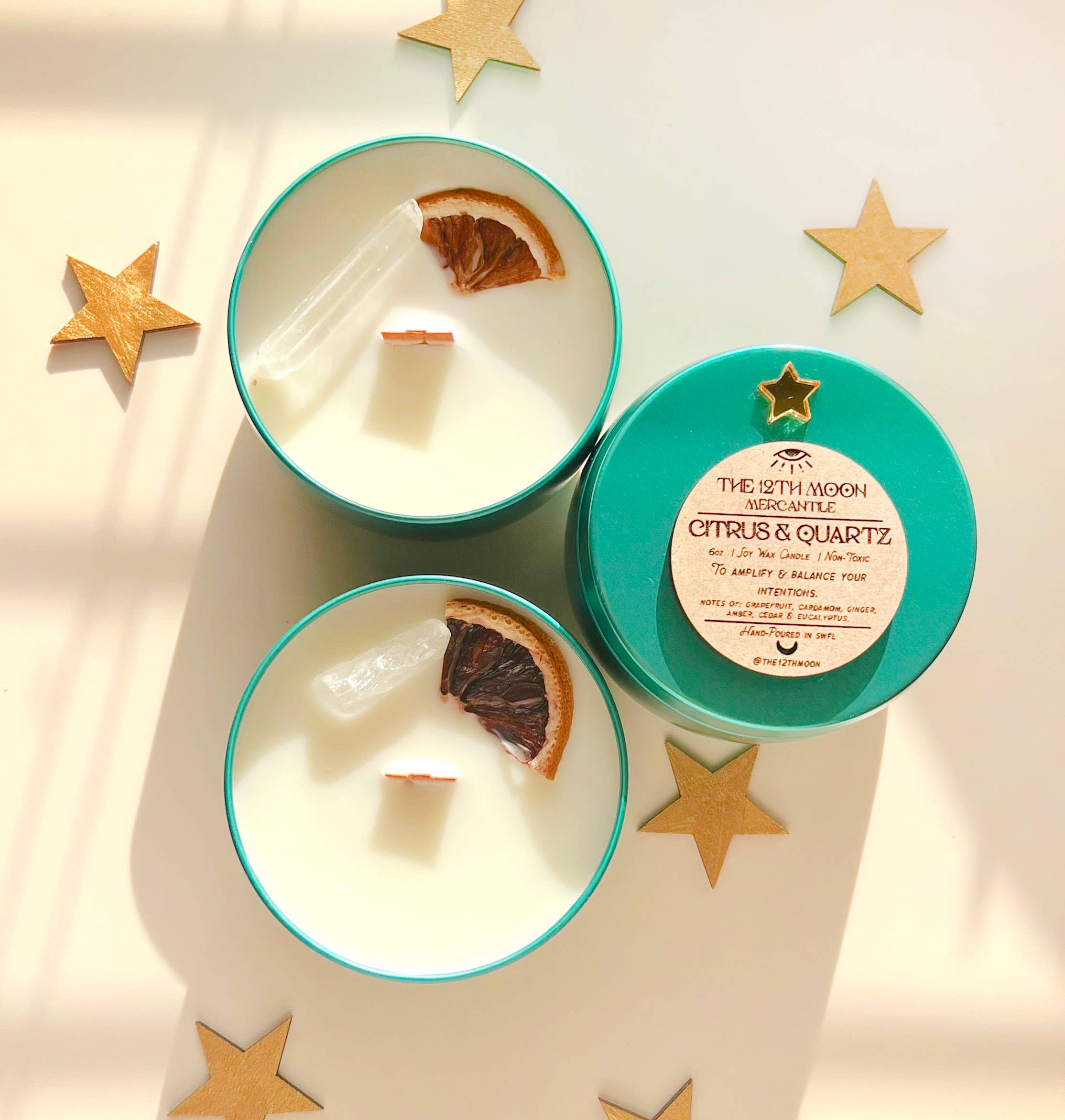 CITRUS & QUARTZ Soy Wax Candle - Aromatherapy - Home
