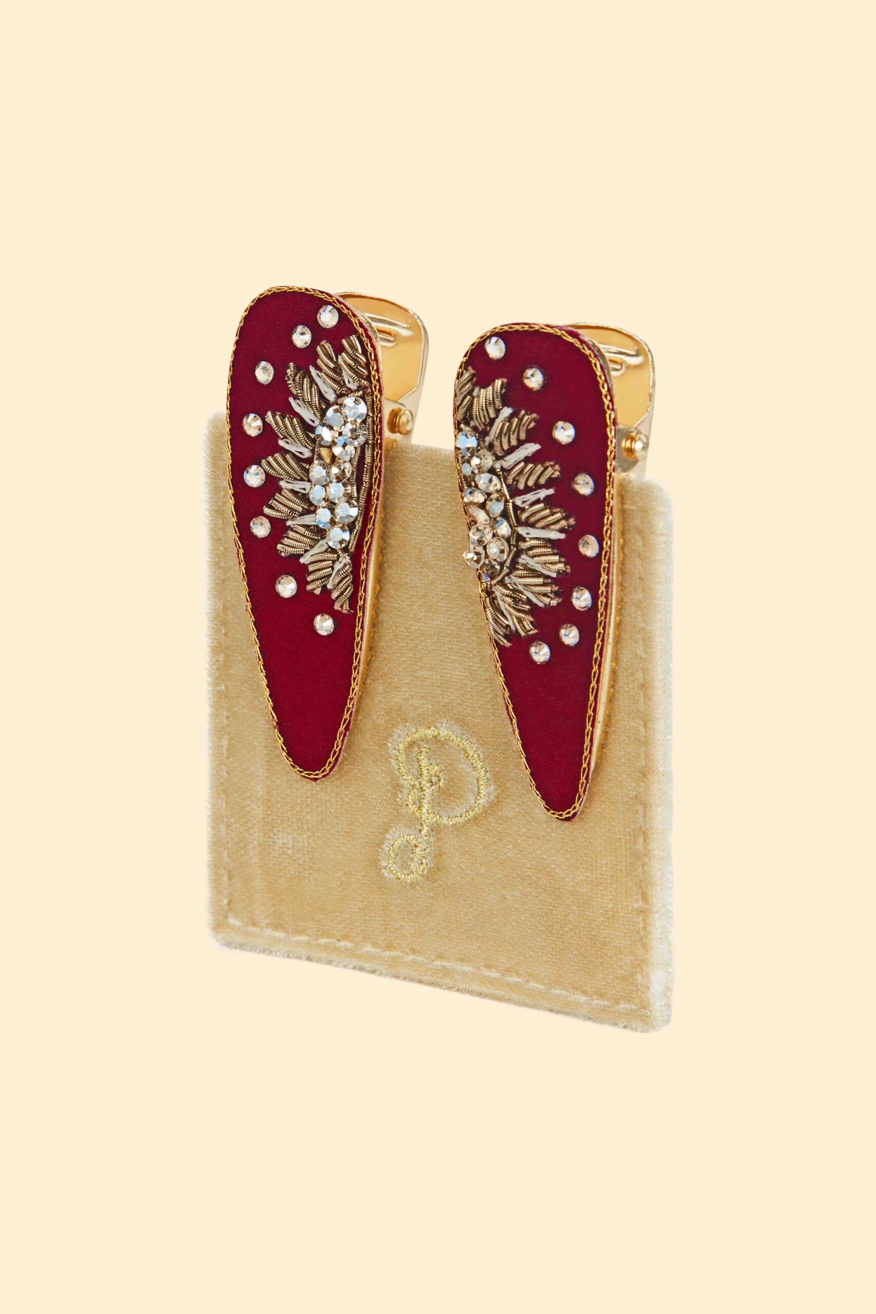 Jeweled Sunset - Jeweled Hair Clips (Set of 2) -