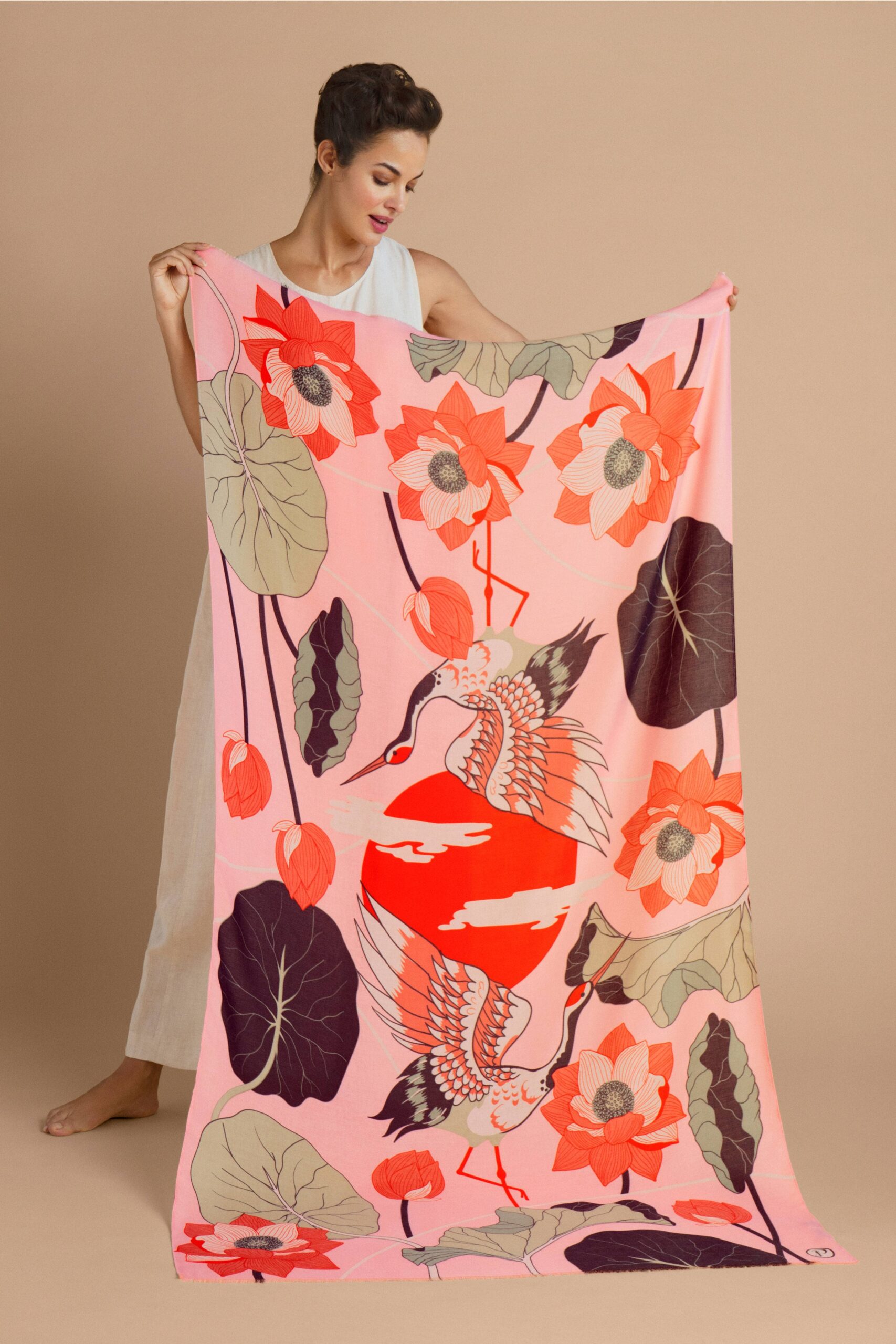 Print Crane at Sunrise - Petal Scarf