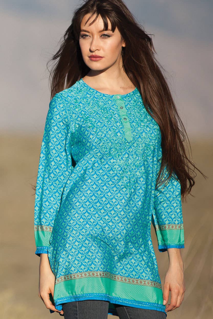 Turquoise Deena Embroidered Tunic - XXL