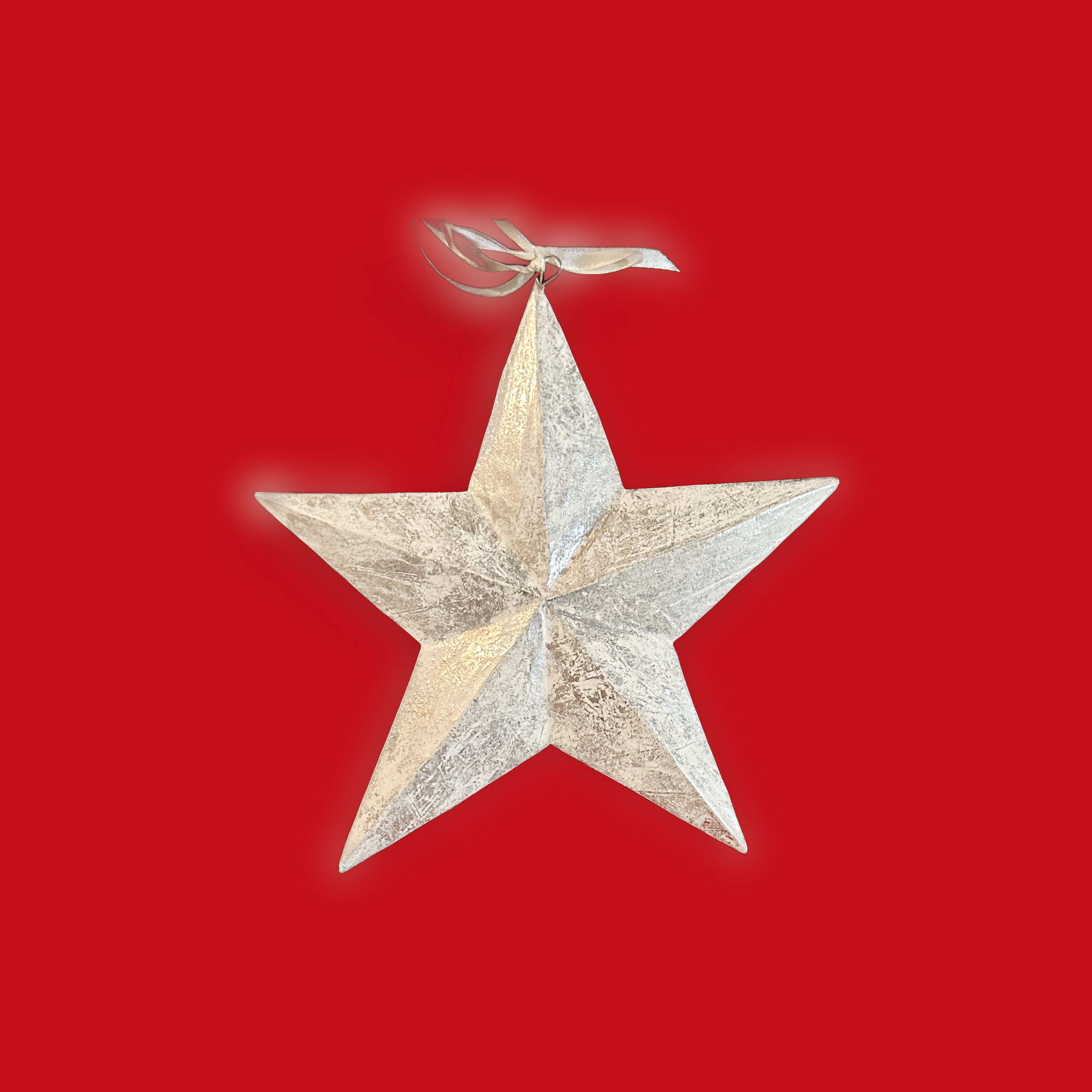 Silver Wooden Star Ornament