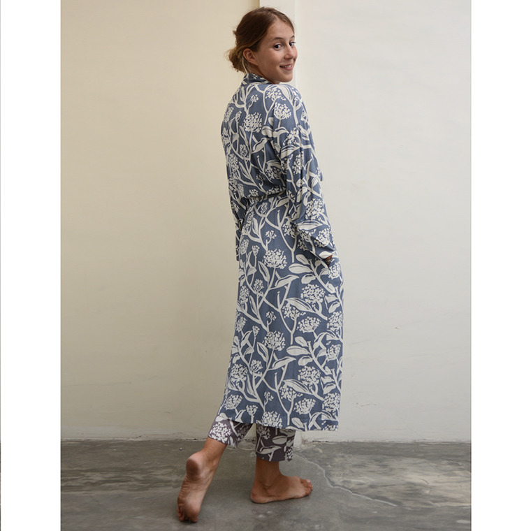 Frangipani French Blue Rayon Kimono XL