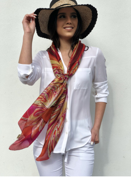 Crimson Silk Scarf